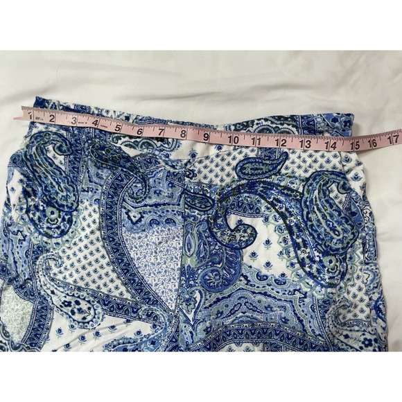 Zara high‎ Waisted Blue White Paisley Patch Look Wide Leg Trouser Pants Size M - Picture 10 of 16